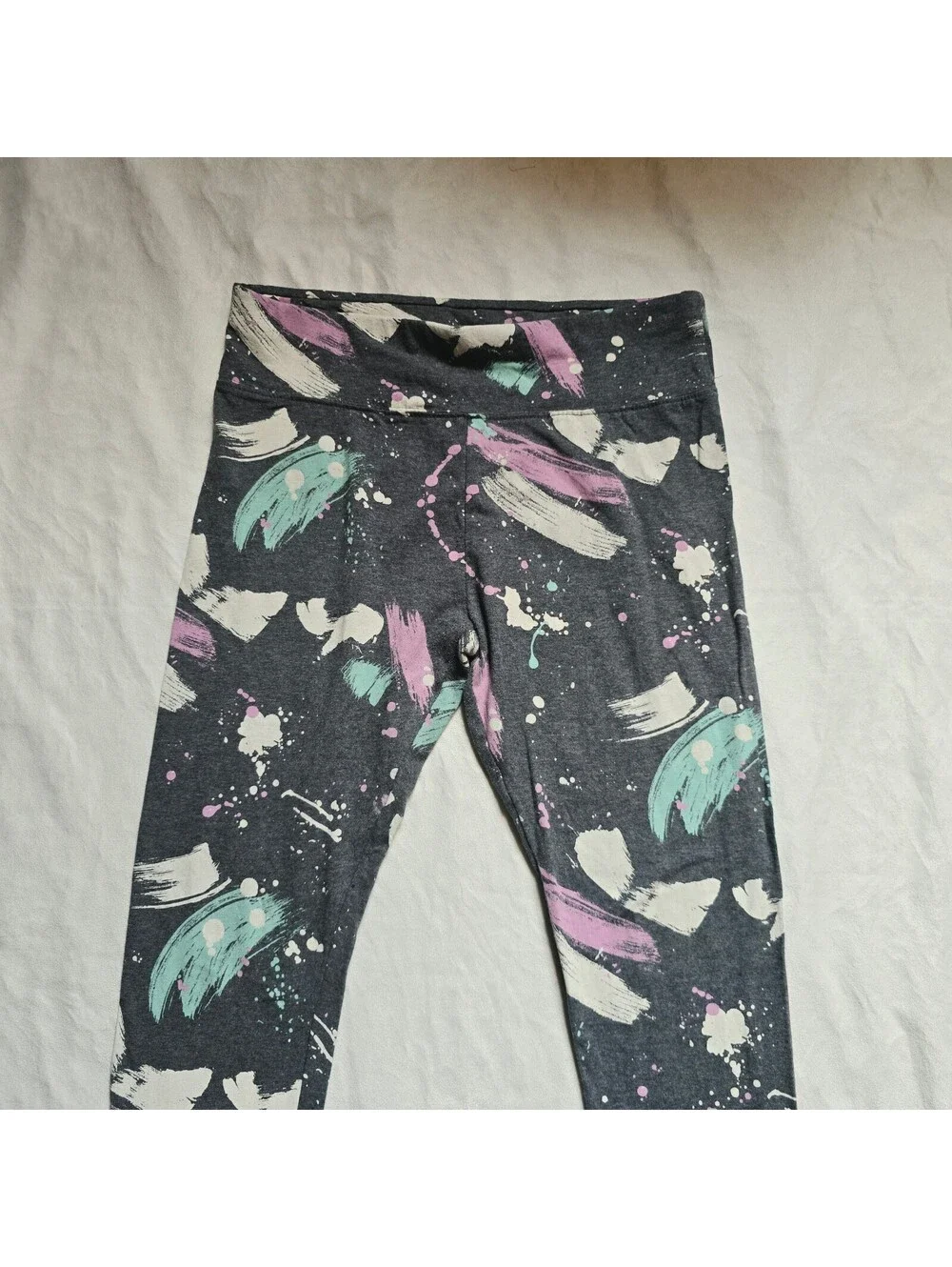 Justice Girls' Leggings Size 14/16 Plus with Abstract Paint Splatter Design